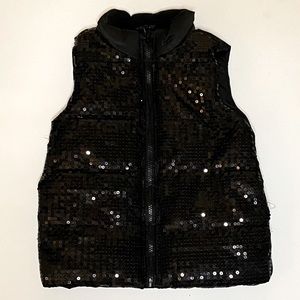 SOLD 1989 Place Puffer Vest Black Sequin S 5/6